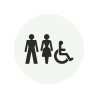 Plaque porte ronde Toilettes mixtes, handicapés blanc