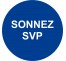 Plaque porte ronde Sonnez SVP bleu