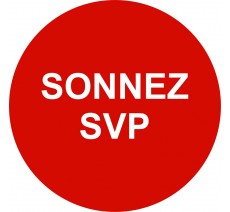 Plaque de porte ronde "Sonnez SVP" - pictogramme alu ou PVC