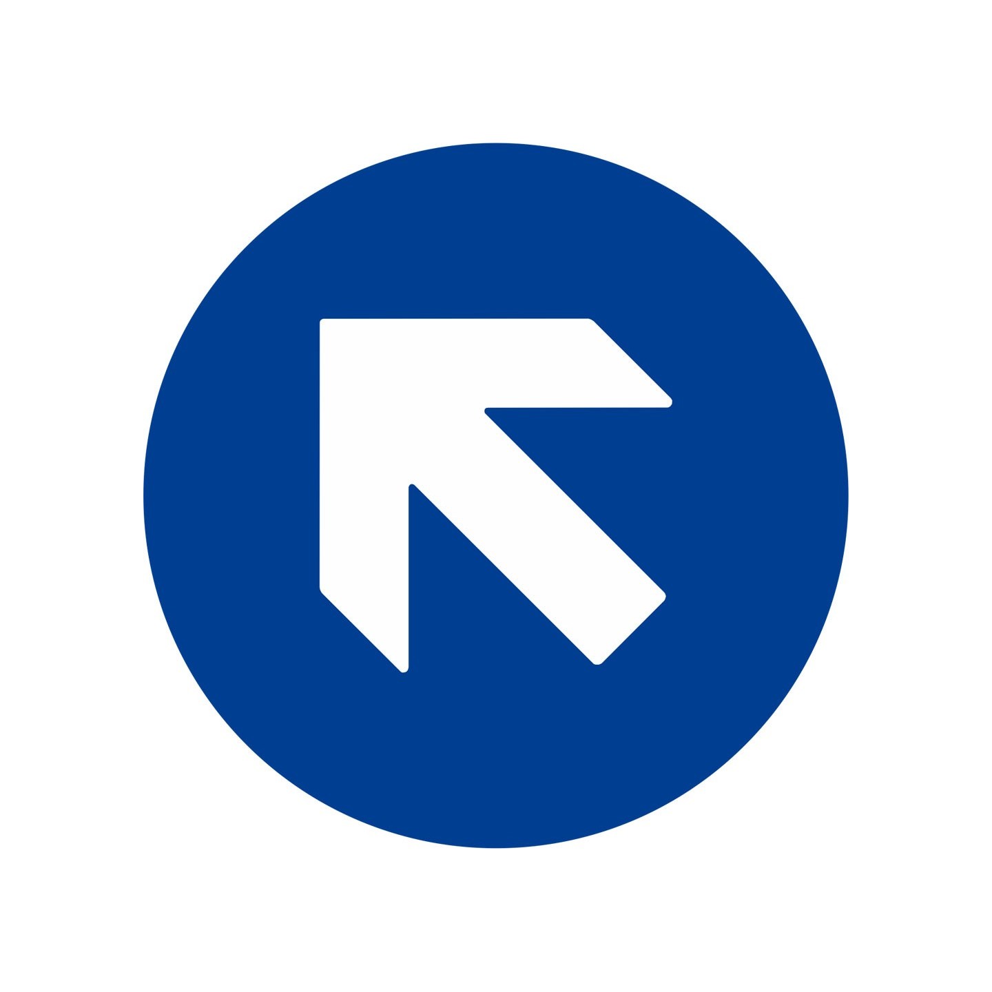 Plaque porte alu picto rond Flèche en haut vers la gauche