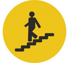 Plaque porte alu ou pvc picto rond Escalier descendant