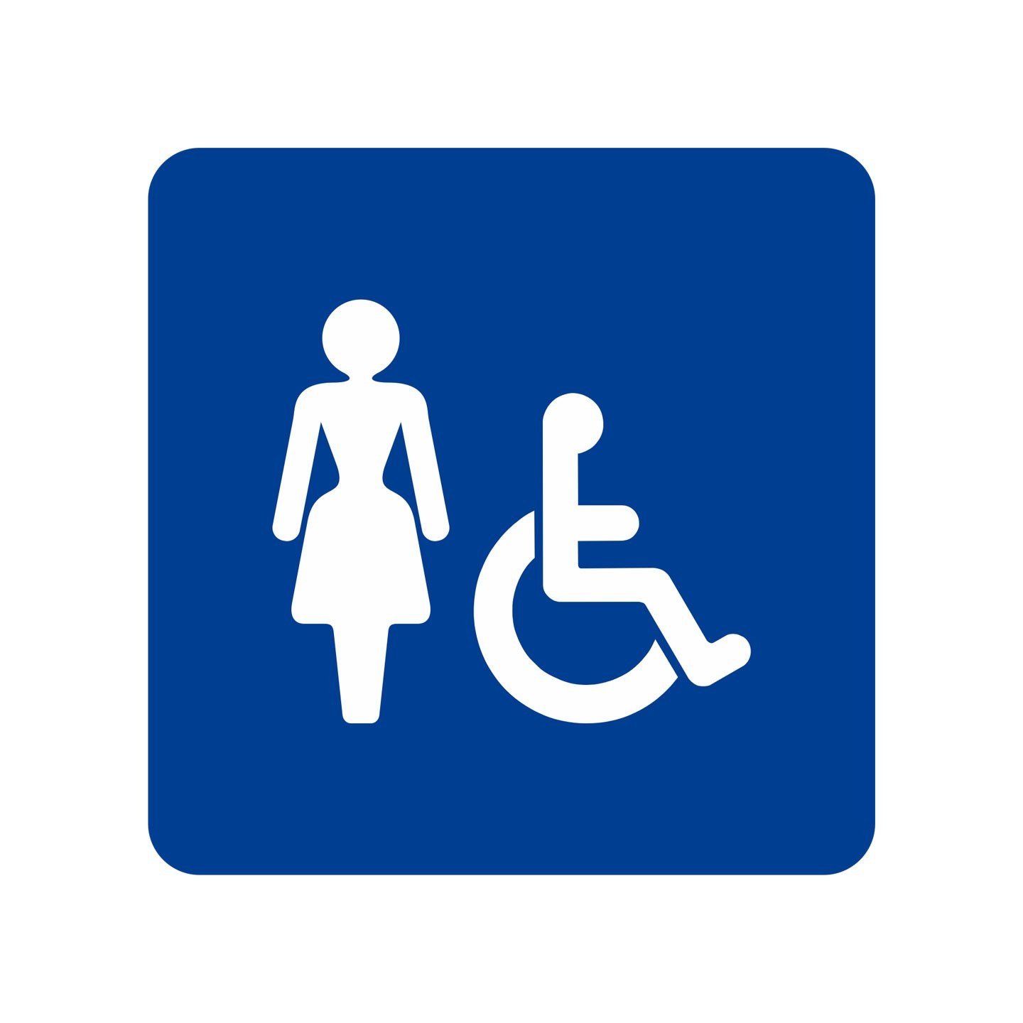 Plaque porte alu picto carré toilettes femme, handicapé