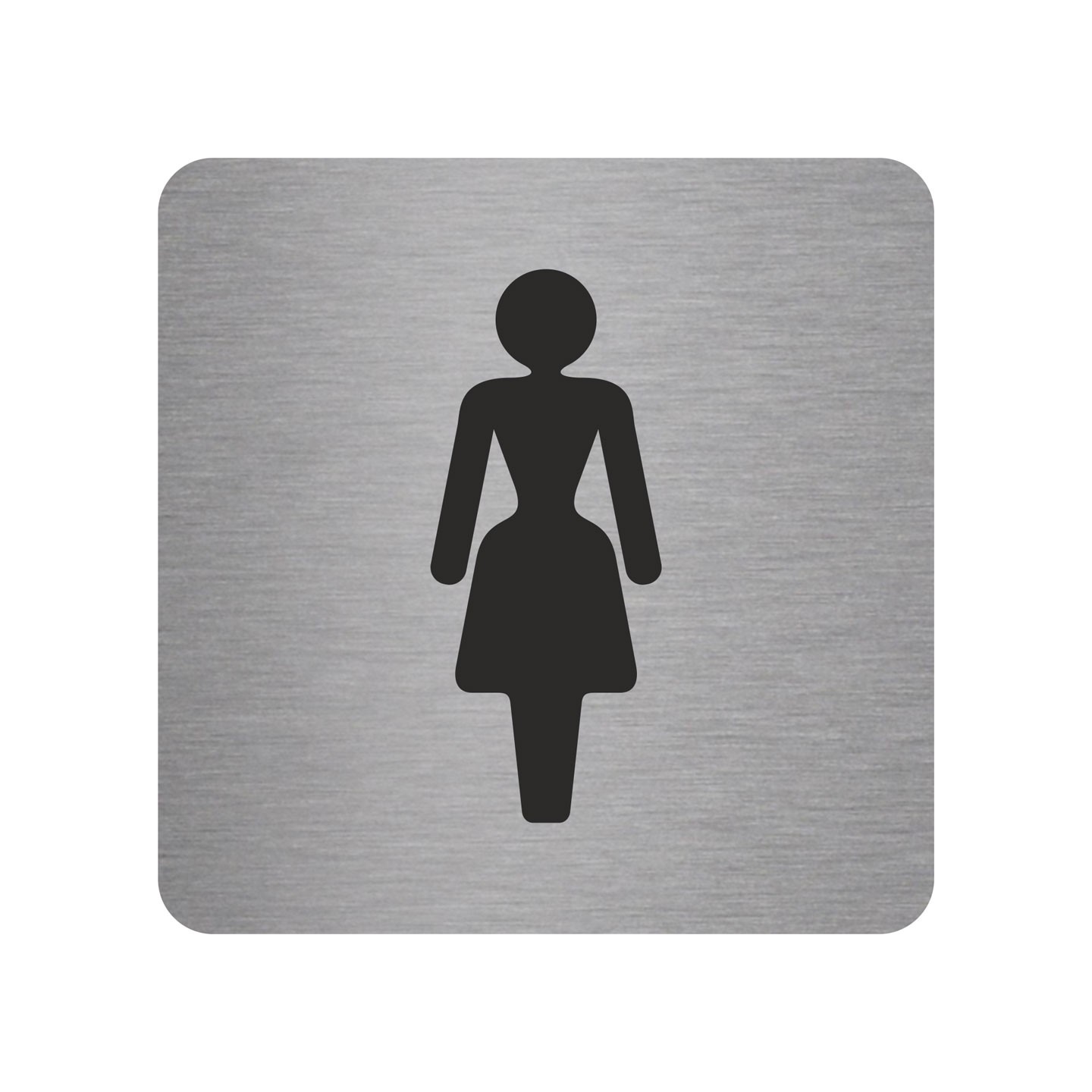 Plaque porte carré toilettes femme alu