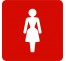 Plaque porte carré toilettes femme rouge
