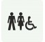 Plaque porte carré toilettes mixtes, handicapé blanche