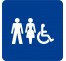 Plaque porte carré toilettes mixtes, handicapé bleu