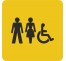 Plaque porte carré toilettes mixtes, handicapé jaune