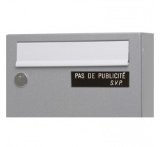 Plaque "PAS DE PUBLICITE - SVP" - Fond noir, texte gravé blanc