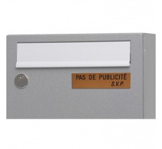 Plaque "PAS DE PUBLICITE - SVP" - Fond or, texte gravé noir