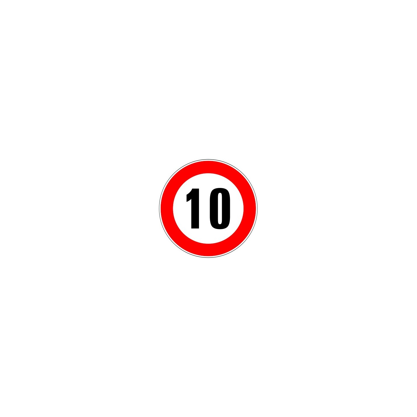 Panneau type routier Interdiction de dépasser 10 kmh
