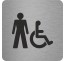 Plaque porte carré toilettes homme, handicapé alu