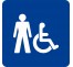 Plaque porte carré toilettes homme, handicapé bleu