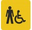 Plaque porte alu brossé picto carré toilettes homme, handicapé