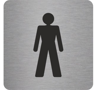 Plaque porte carré toilettes homme alu
