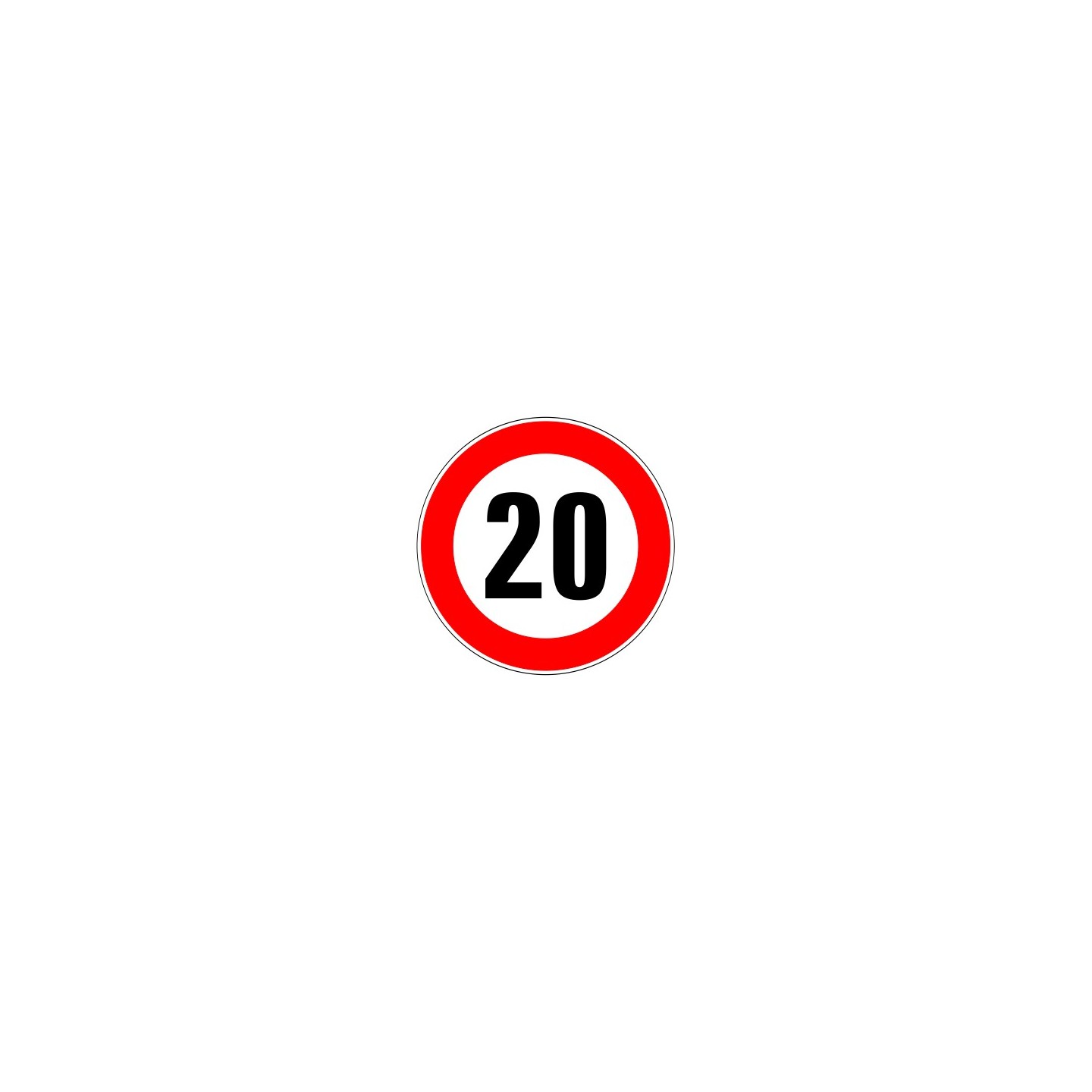 Panneau type routier Interdiction de dépasser 20 kmh