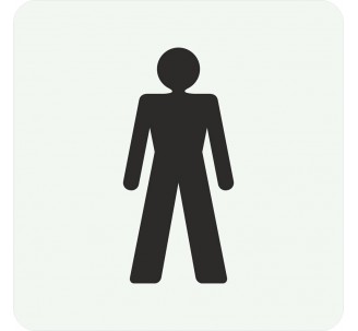 Plaque porte carré toilettes homme blanc