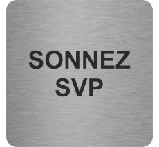 Plaque porte "SONNEZ SVP" - alu ou pvc - picto carré