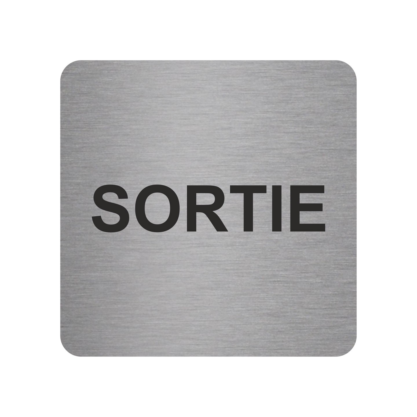 Plaque porte alu picto carré sortie