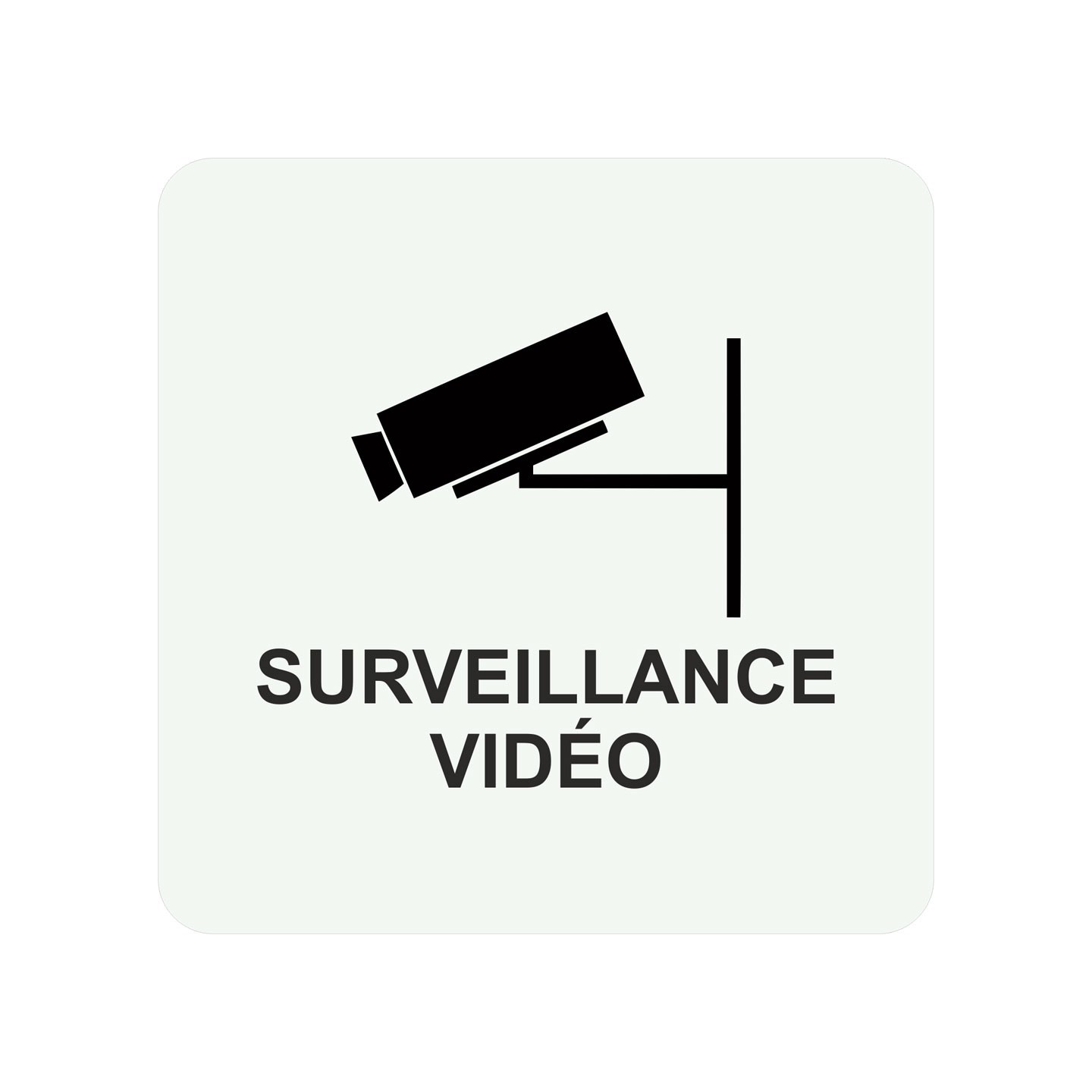 Plaque porte alu brossé picto carré surveillance vidéo