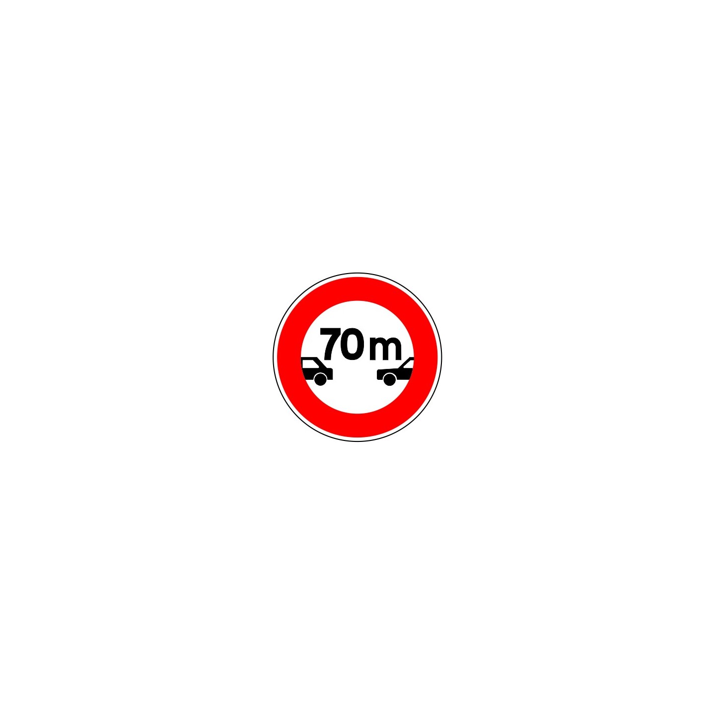 Interdiction véhicule de circuler sans maintenir distance 70m