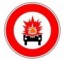 Panneau routier "Accès interdit aux véhicules transportant des marchandises inflammables" B18a