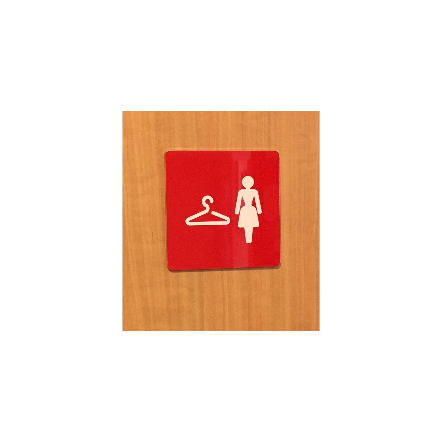 Plaque porte alu brossé picto carré vestiaires femmes