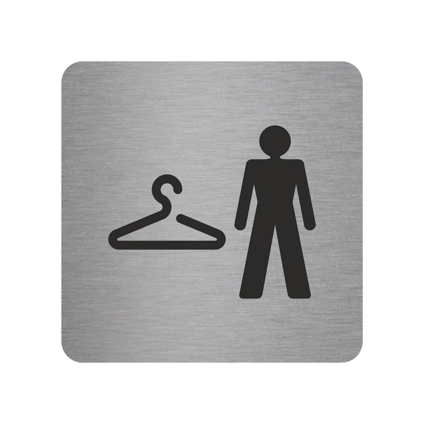 Plaque porte alu brossé picto carré vestiaires hommes