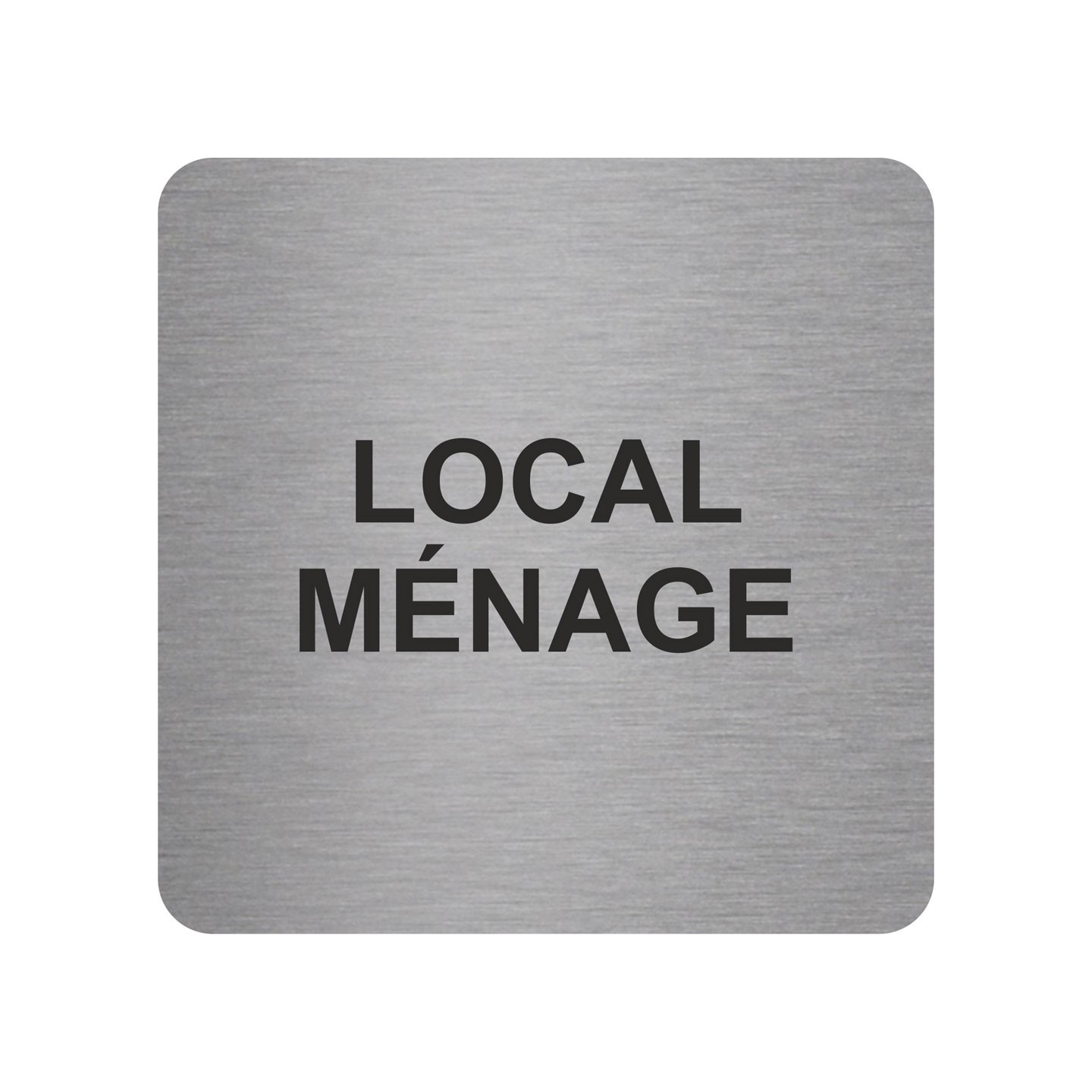 Plaque porte alu brossé picto carré local ménage