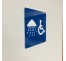 Plaque porte douche handicapé bleue