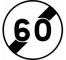 Panneau routier "Fin de limitation de vitesse - 60km/h" B33