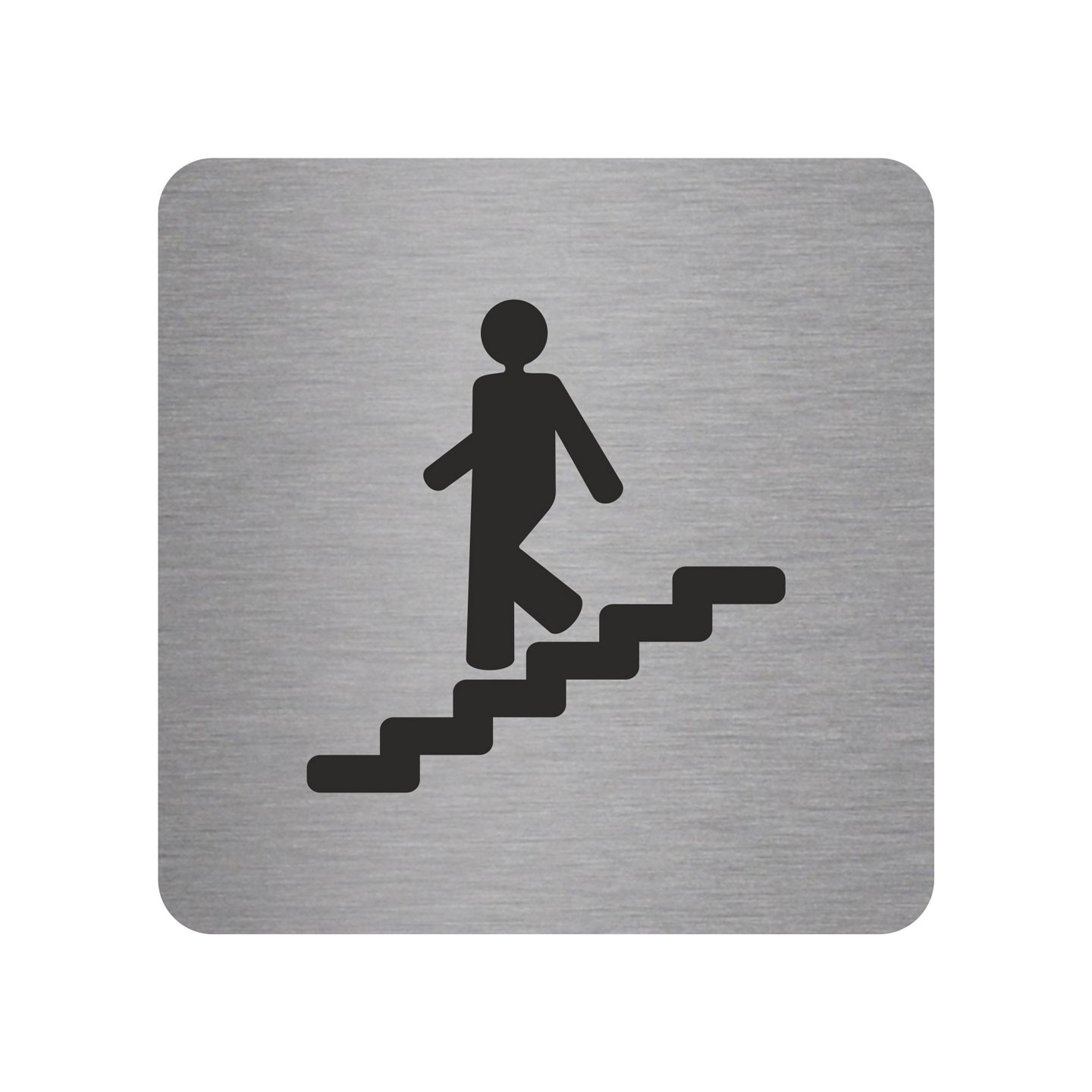 Plaque porte Escalier descendant en argent