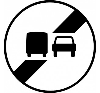 Panneau routier "Fin d'interdiction de dépasser" B34a