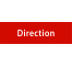 Plaque de porte rectangulaire "direction" rouge