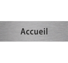 Plaque de porte rectangulaire "accueil" argent