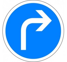 Kit ou panneau seul type routier "Direction obligatoire à la prochaine intersection, à droite" ref: B21c1