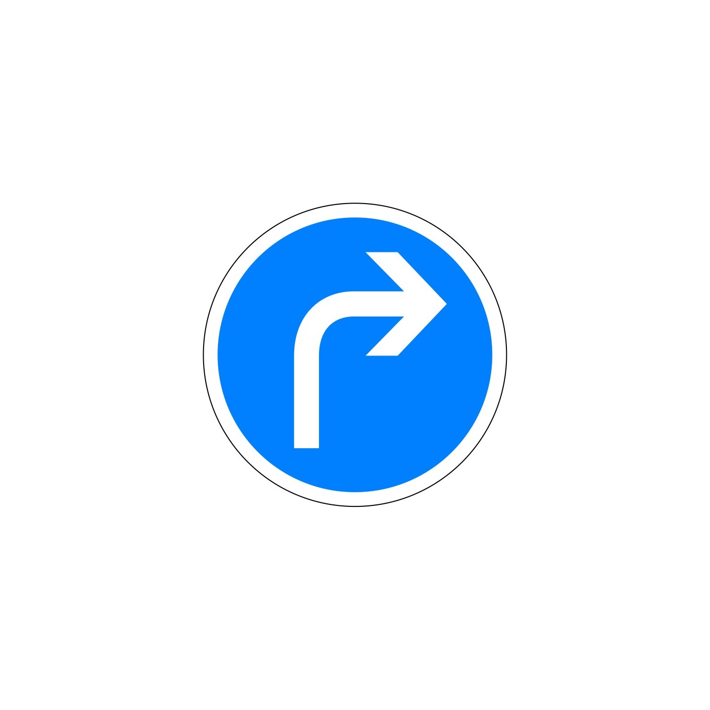 Panneau Direction obligatoire prochaine intersection à droite
