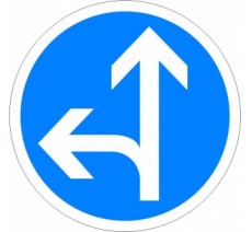 Panneau routier "Directions obligatoires à la prochaine intersection - Tout droit ou à gauche" B21d1