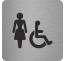 Pictogramme en alu en relief " Toilettes femmes, handicapés"