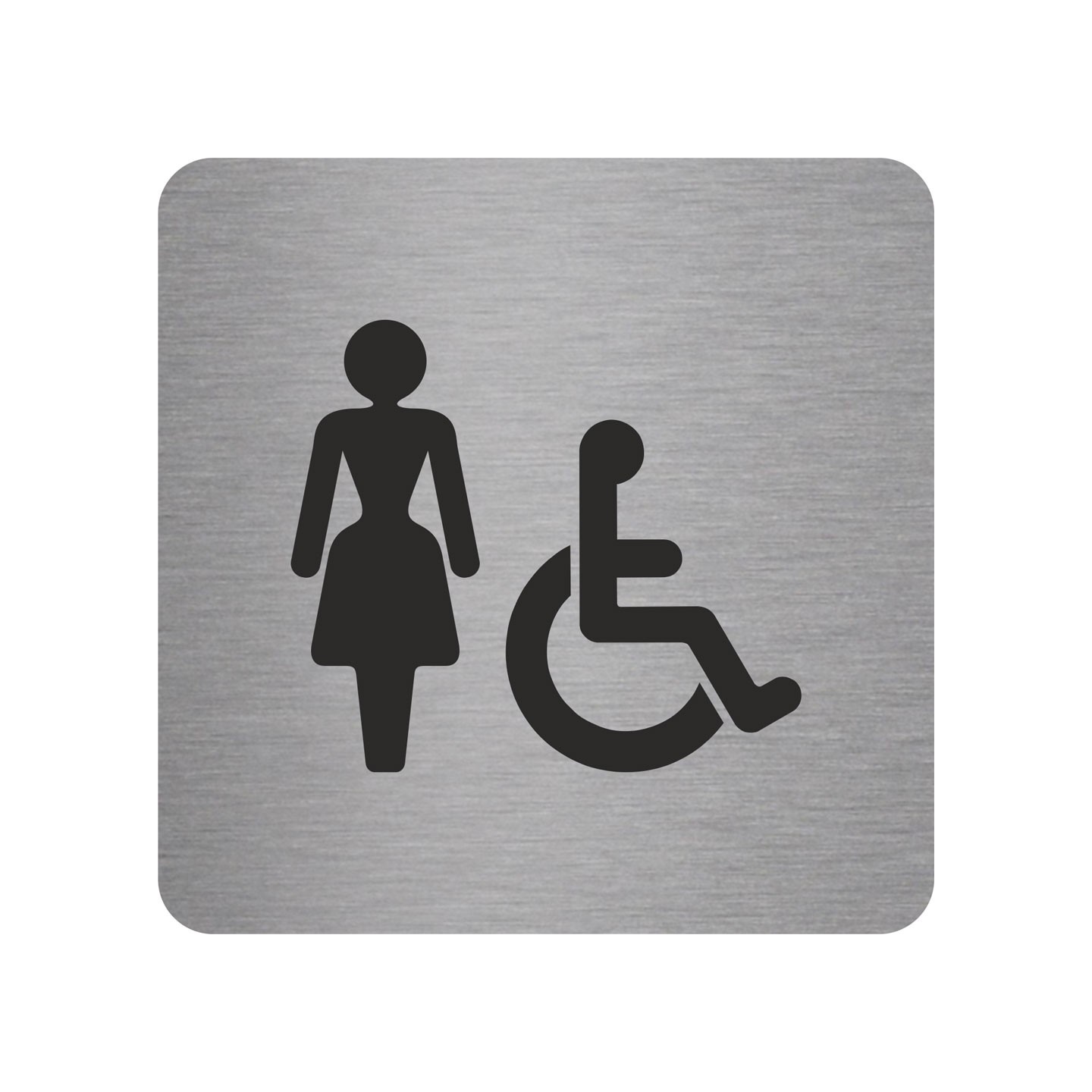 Pictogramme en alu en relief  " Toilettes femmes, handicapés"