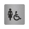 Pictogramme en alu en relief  " Toilettes femmes, handicapés"