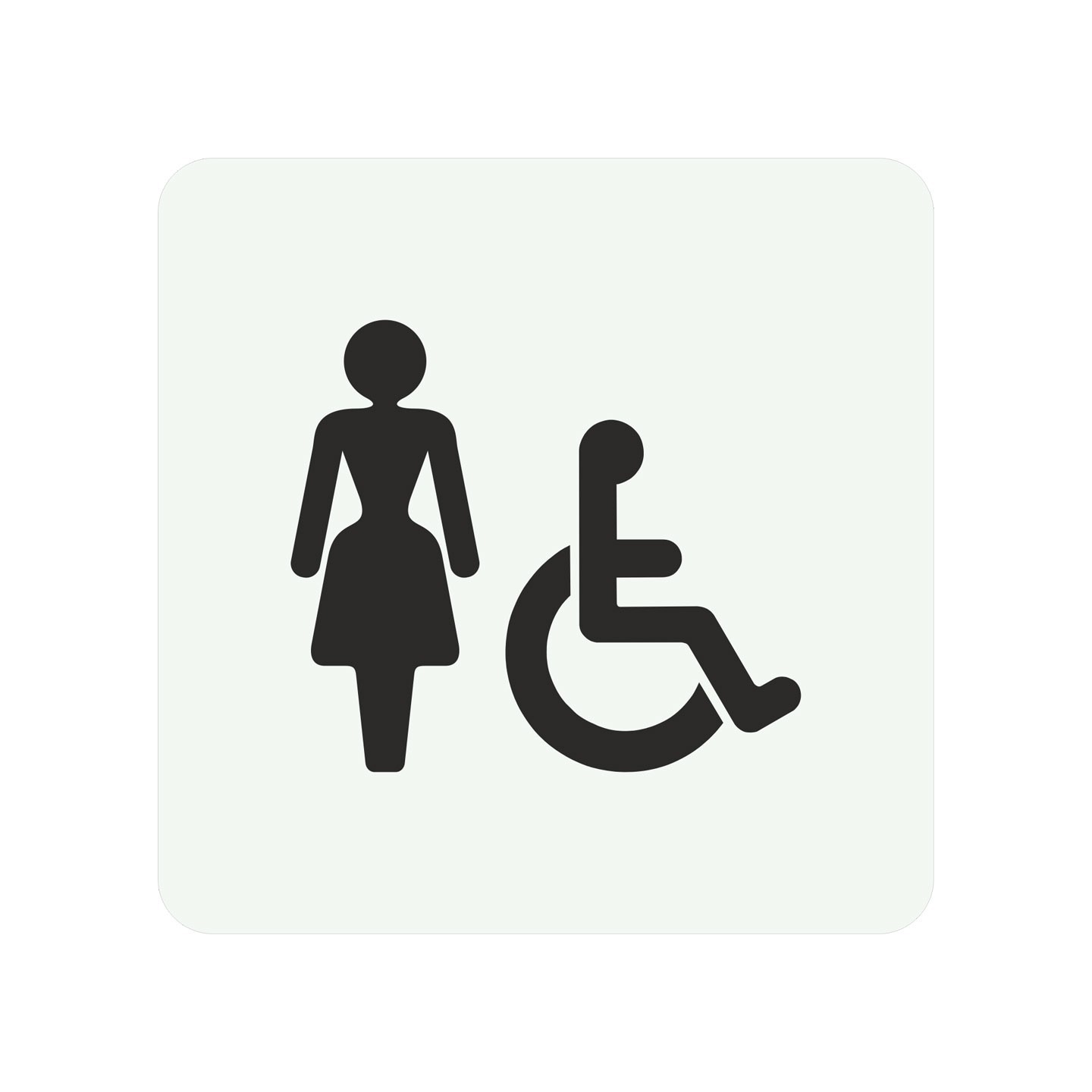 Pictogramme en alu en relief  " Toilettes femmes, handicapés"