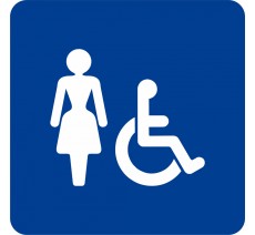 Pictogramme en alu en relief " Toilettes femmes, handicapés"