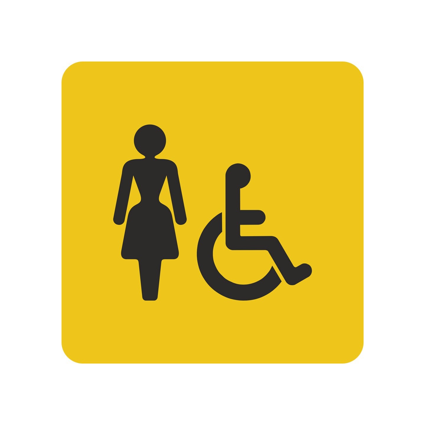 Pictogramme en alu en relief  " Toilettes femmes, handicapés"