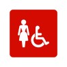 Pictogramme en alu en relief  " Toilettes femmes, handicapés"
