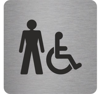 Pictogramme en alu en relief " Toilettes hommes, handicapés"