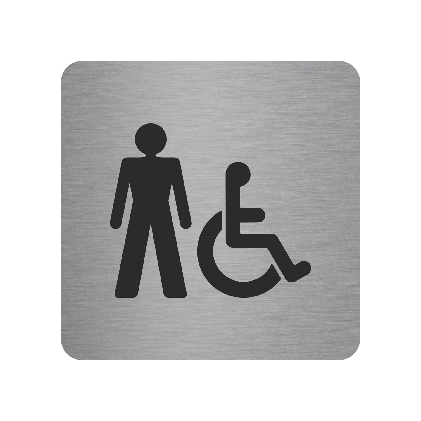 Pictogramme en alu en relief  " Toilettes hommes, handicapés"
