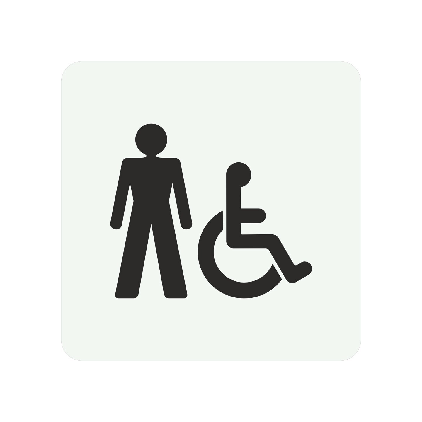 Pictogramme en alu en relief  " Toilettes hommes, handicapés"