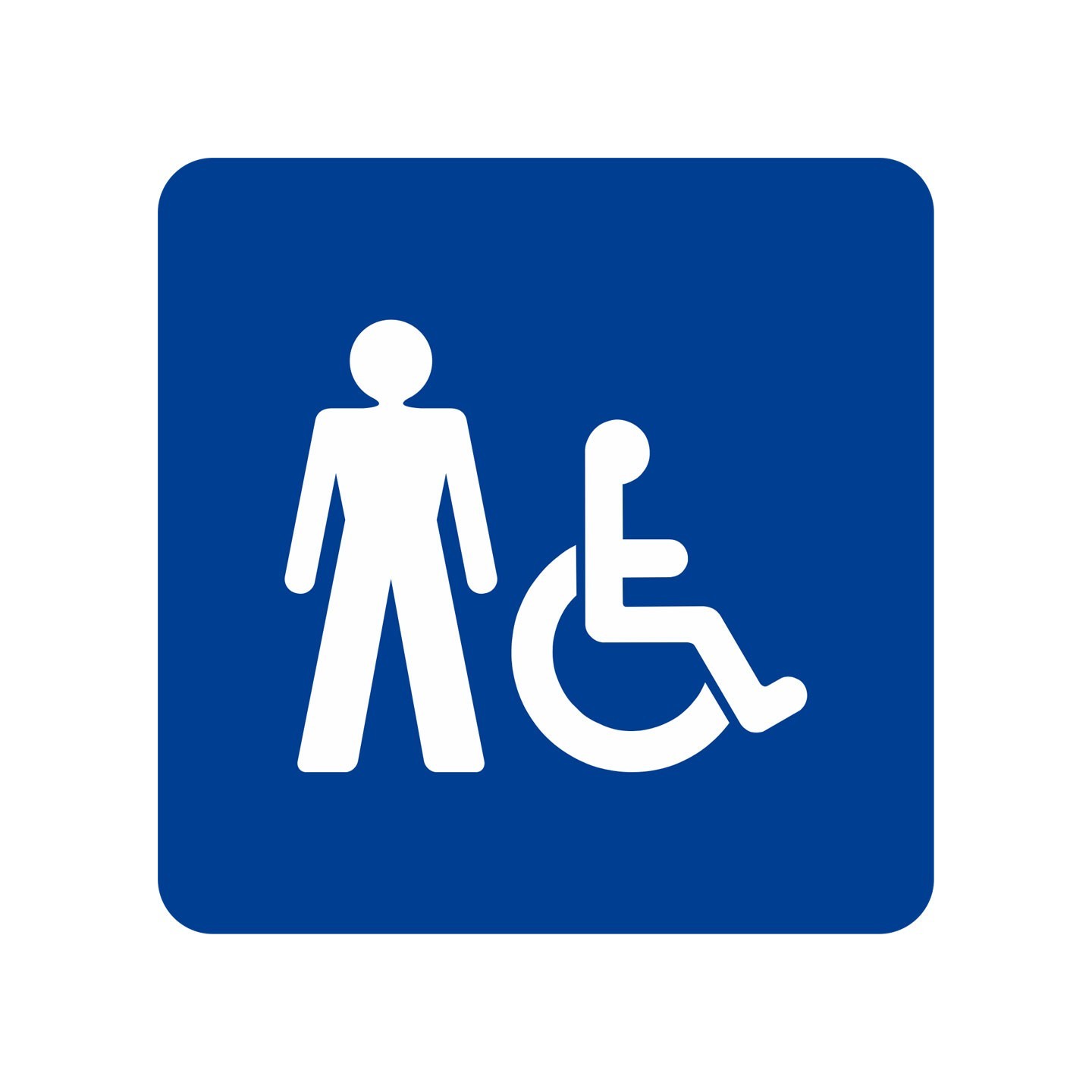 Pictogramme en alu en relief  " Toilettes hommes, handicapés"