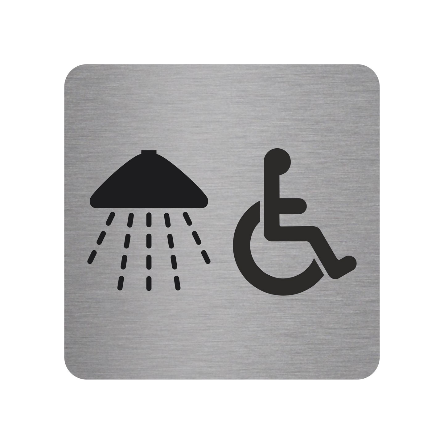 Pictogramme en alu en relief  "Douche, handicapés"