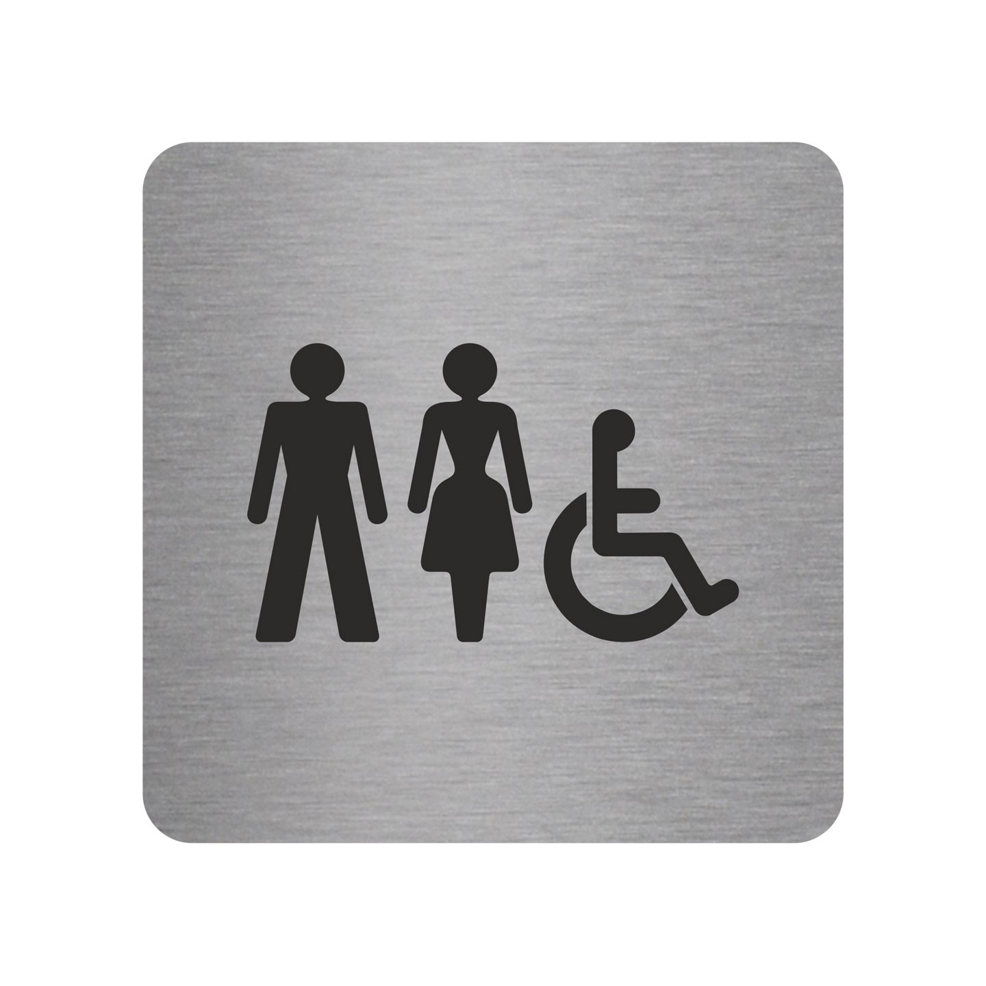 Pictogramme en alu en relief  "Toilettes mixtes, handicapés"